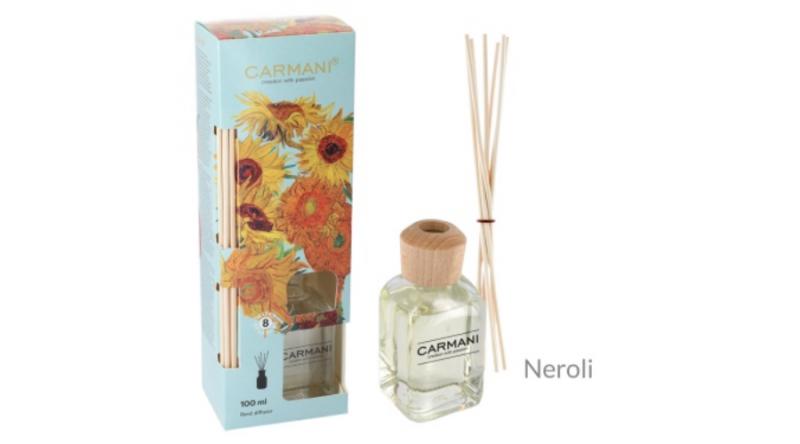 H.C.457-6401 Szobaillatosító 100ml-Van Gogh:Napraforgók dobozban,rattanpálcikával,narancsvirág