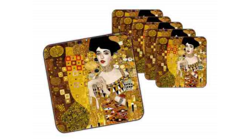 H.C.532-1215 Parafa poháralátét 10x10 cm, 6 db-os,Klimt:Adele Bloch