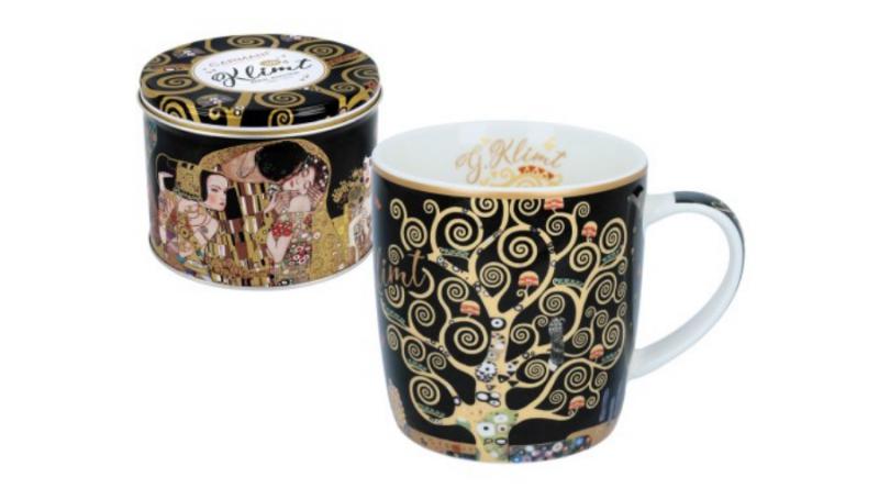 H.C.532-3113 Porcelánbögre 450ml fémdobozban,Klimt:Életfa