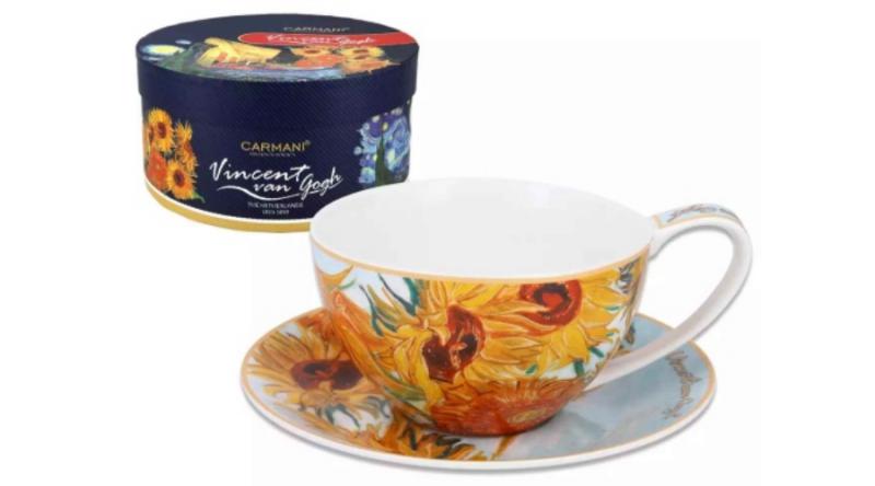 H.C.830-3206 Porceláncsésze+alj 360ml,dobozban,Van Gogh:Napraforgók