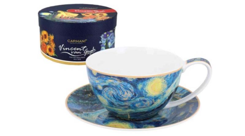 H.C.830-3210 Porceláncsésze+alj 360ml,dobozban,Van Gogh:Csillagos éj