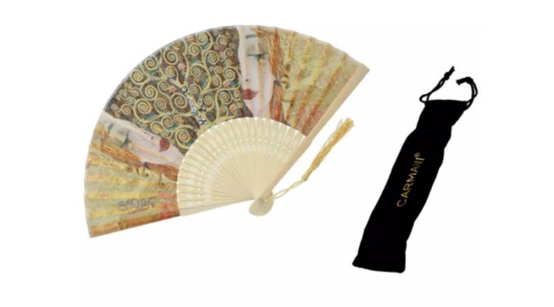 H.C.846-1004 Legyező 20cm, műanyag/polyester, Klimt: Aranykönnyek