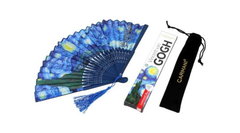 H.C.846-1021 Legyező 20cm, műanyag/polyester, Van Gogh:Csillagos éj