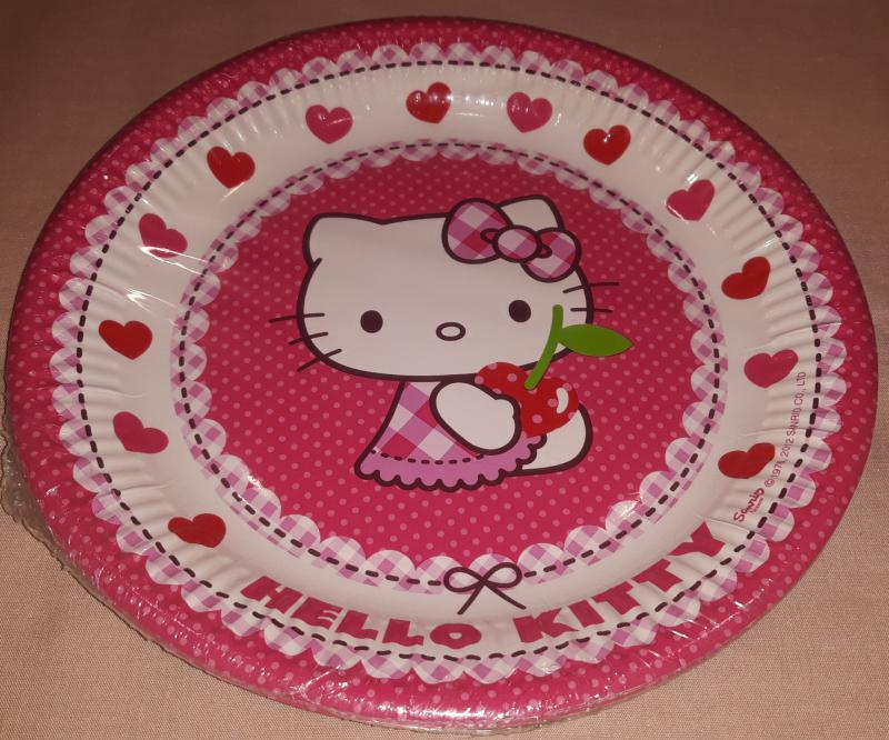 Hello Kitty Cherry papírtányér, 23 cm, 8 cm,
