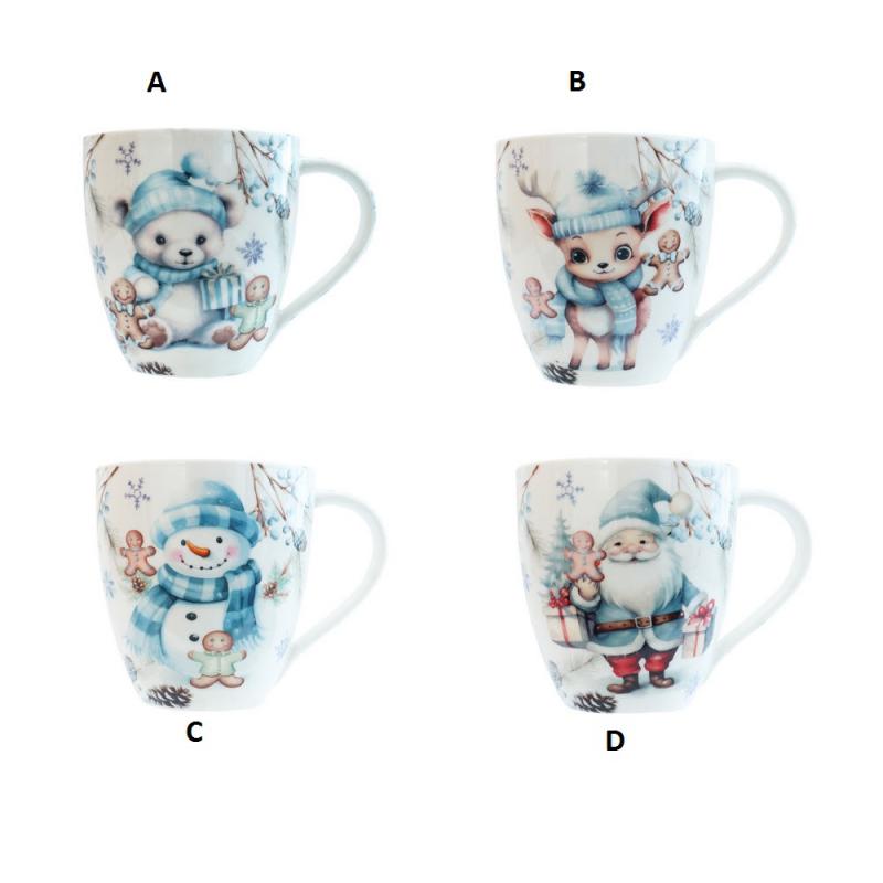 Karácsonyi porcelán bögre 50cl KÉK MINTÁS, GM9789A128