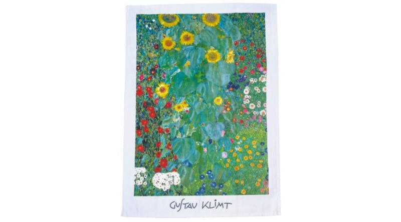 Konyharuha 45x65cm,Klimt:Kert napraforgókkal, FRIDOLIN 12912 Pamut