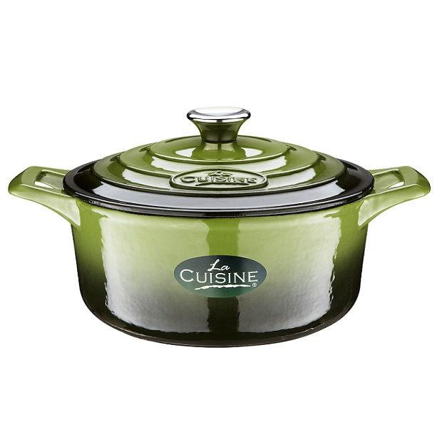 La Cuisine Green öntöttvas lábos+fedő, kerek, magas, 26X12 cm, 4,75 liter