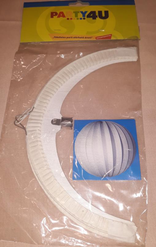 Lampion, kerek, fehér, 25 cm, 1 db