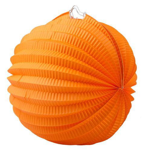 Lampion, kerek, narancsszínű, 22 cm, 1 db