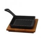 LAVA MINI GRILL öntöttvas, nyeles, 16x16cm + fa alátét, 290003