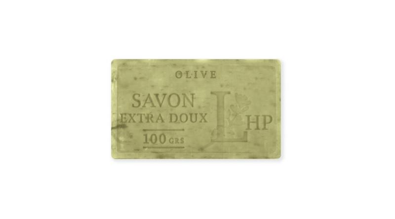 LAV.LHP25100OLIF Marseille szappan,növényi olajjal,100g,parabén-tartósítószer-szulfát mentes,hidratáló,celofánban,Olives Feuilles(olivalev.)