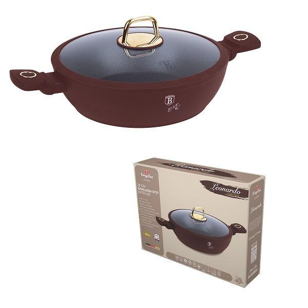 LEONARDO bevonatos szeletsütő 28cm+üveg fedő 2 fülű indukciós, BH-8038