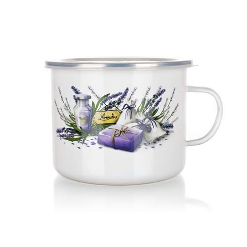 Levendula mintás fém bögre 1400ml, 1db