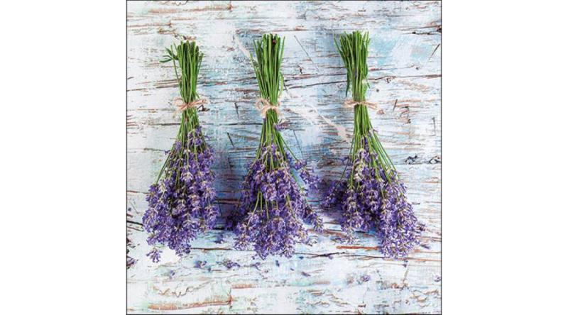 Levendulás szalvéta, AMB.13317480 Lavender Bouquets papírszalvéta 33x33cm, 20db-os, levendula mintás