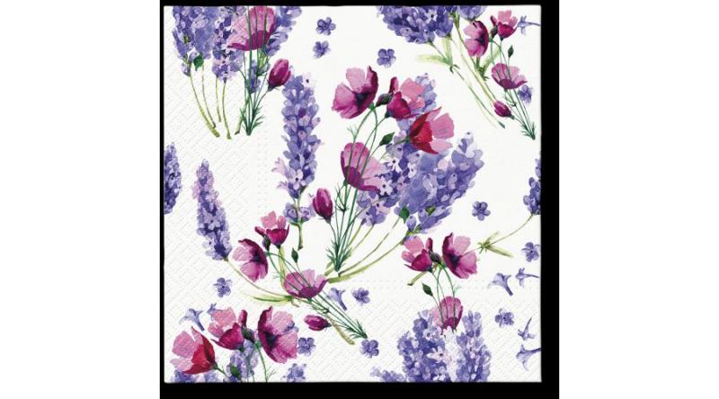 Levendulás szalvéta, P.W.SDL137000 Fragrant Lavender papírszalvéta 33x33cm,20db-os, levendula mintás