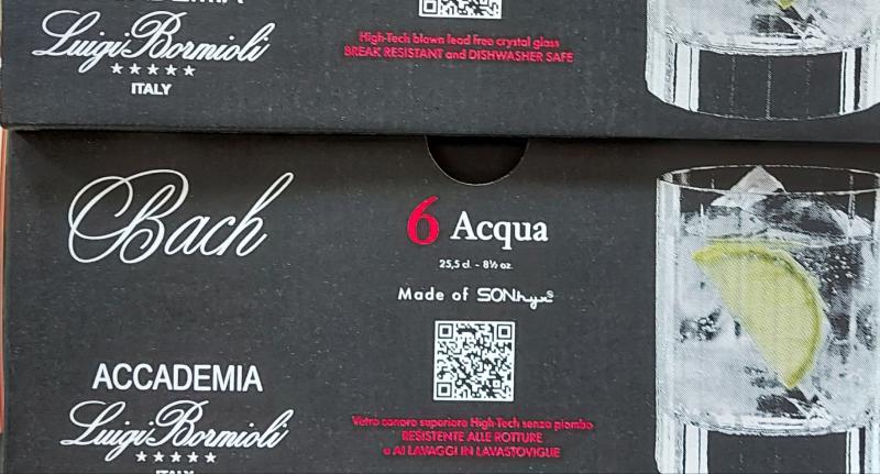 Luigi Bormioli Bach 25,5 cl vizes-whiskys pohár, Acqua, Juice, 6 db
