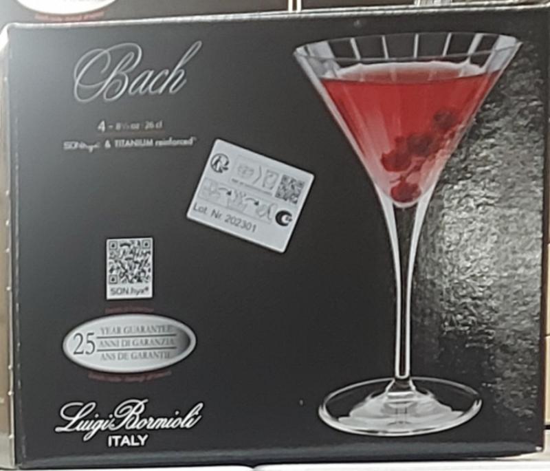 Luigi Bormioli BACH martinis pohár, átlátszó, 26cl 4 db