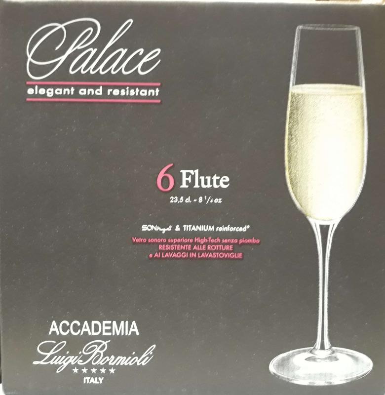 Luigi Bormioli Palace Flute talpas pezsgős flőte, 23,5 cl, 6 db, 198215
