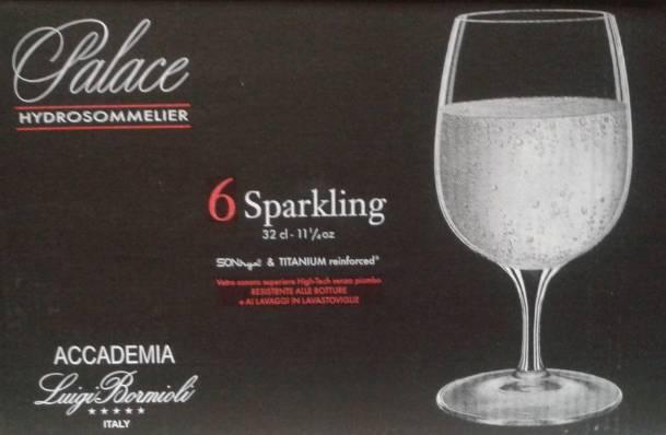 Luigi Bormioli Palace Sparkling Hydrosommelier talpas vizes pohár, 32 cl, 6 db,   198023