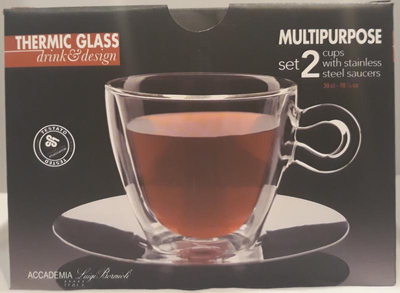 LUIGI BORMIOLI THERMIC GLASS csésze+rozsdam.alj, 300 ml, MULTIPURPOSE,  2 db, 3dl, 198153