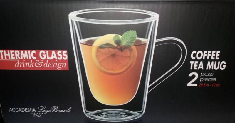 LUIGI BORMIOLI THERMIC GLASS DUOS dupla falú bögre, coffee-tea mug, 29,5 cl, 2 db, 198010