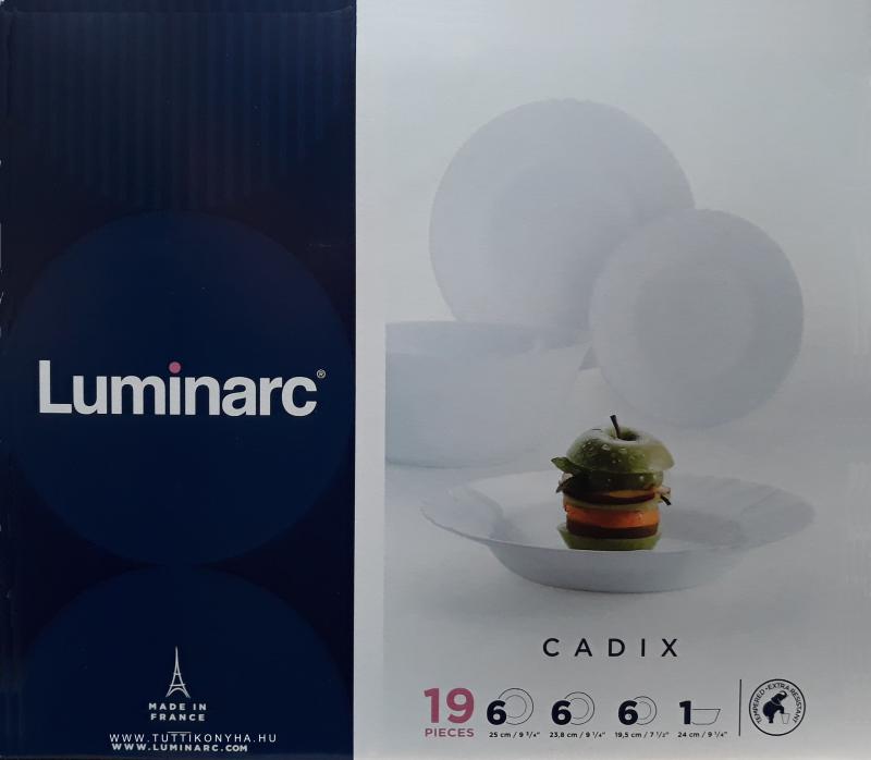 LUMINARC CADIX üveg étkészlet, 19 részes, fehér, 501029