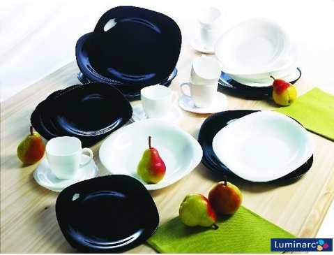 LUMINARC CARINE étkészlet, fekete-fehér, 30 részes, 500030