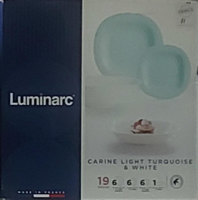 Luminarc Carine Light Turquoise&White; ( világos türkiz-fehér) 19 részes étkészlet
