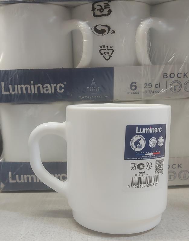 Luminarc fehér üveg bögre, 29cl
