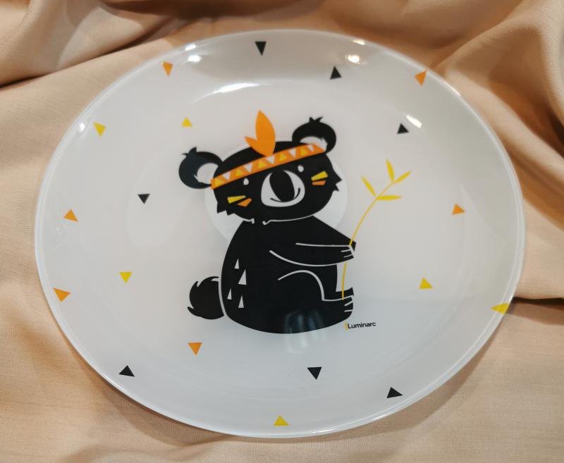 Luminarc Kotipi indián koalamacis üveg desszert tányér (fehér üveg+minta), 20,5 cm,