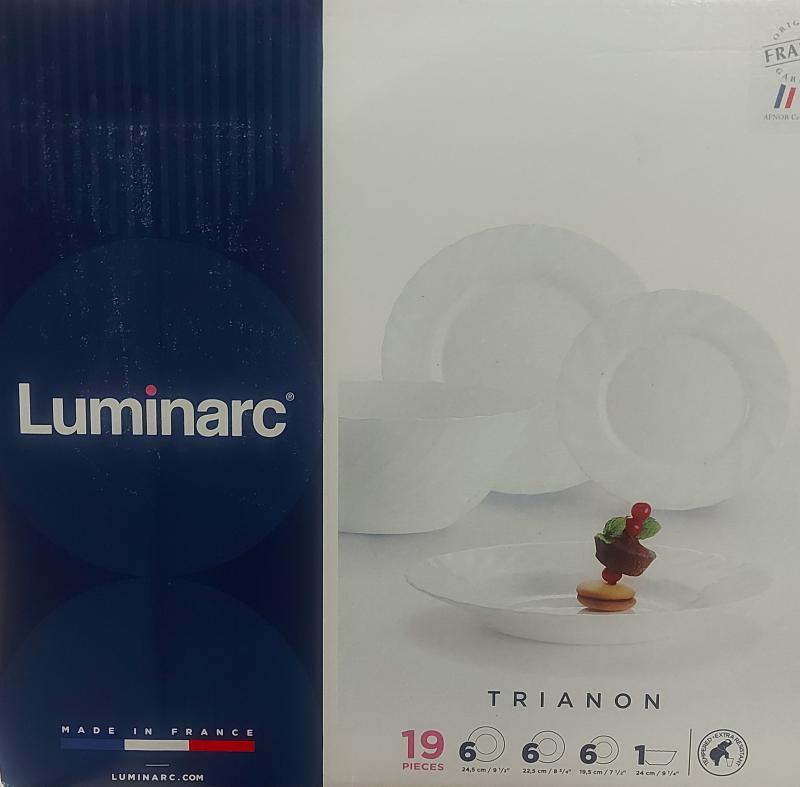 LUMINARC OPÁL, Trianon étkészlet, fehér, 19 részes, üveg,  503007