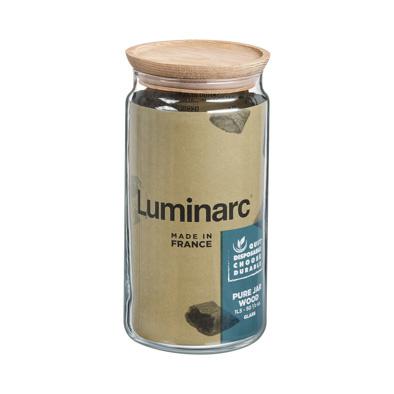 Luminarc Pot Pure üvegtároló fa tetővel, 1,5 liter, 21x10,5 cm, P9613