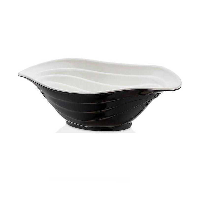 MELAMIN salátás tál 33x23cm FEKETE-FEHÉR