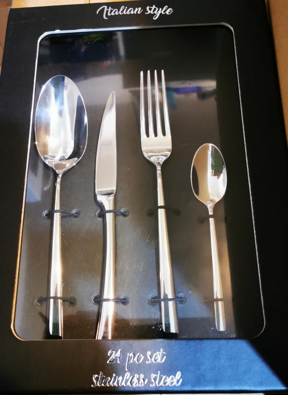 Mepra Milano / Lorena rozsdamentes evőeszköz készlet dobozban, 24 részes, 106002