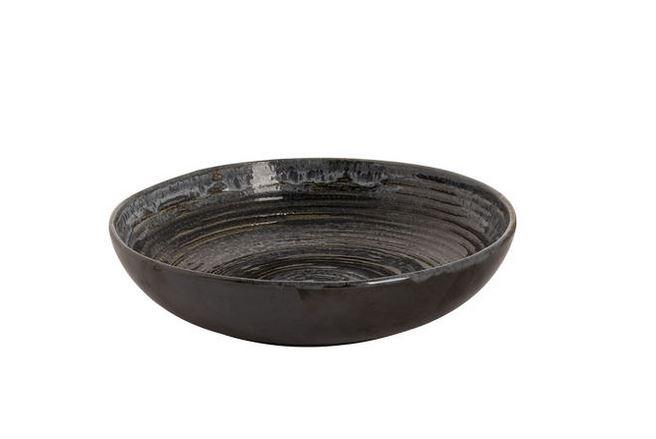 METALLIC SILVER STONEWARE tányér mély 22cm coupe, fekete