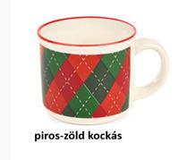 N.S.BGQ241204B Porcelánbögre presszós 100ml, piros zöld kockás
