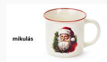 N.S.BGQ251901A Porcelánbögre skótkockás dobozban, 9,4x7,2x8,7cm, Christmas is coming, mikulás