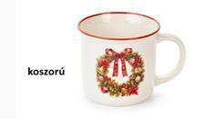N.S.BGQ251901B Porcelánbögre skótkockás dobozban, 9,4x7,2x8,7cm, Christmas is coming, koszorú