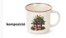 N.S.BGQ251901C Porcelánbögre skótkockás dobozban, 9,4x7,2x8,7cm, Christmas is coming, kompozíció