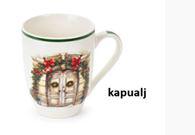 N.S.BGQ251902F Porcelánbögre teatojással skótkockás dobozban, 350ml, Christmas is coming, kapualj