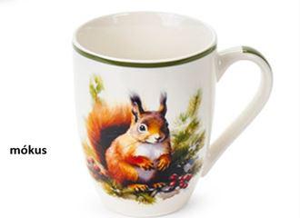N.S.BGQ252006B Porcelánbögre 350ml, Bosco incantato, mókus