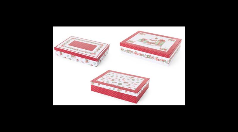N.S.DOT251802 Kartondobozszett 3 db-os, 38x27,5x9/36x26x8/34x24,5x7cm, Storia di Natale