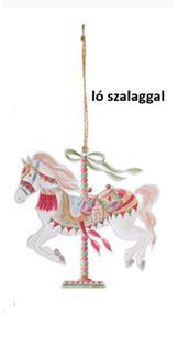 N.S.FNH251601B Körhintaló 12cm, műanyag függődísz, Giostra ló szalaggal