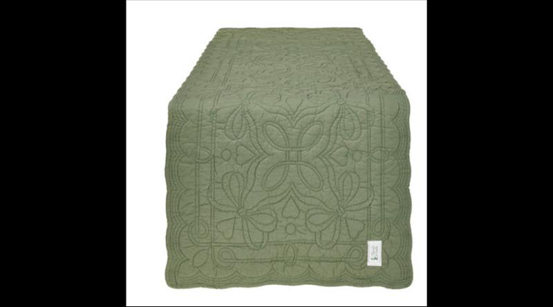N.S.HTH241510 Zöld steppelt asztali futó 40x140cm