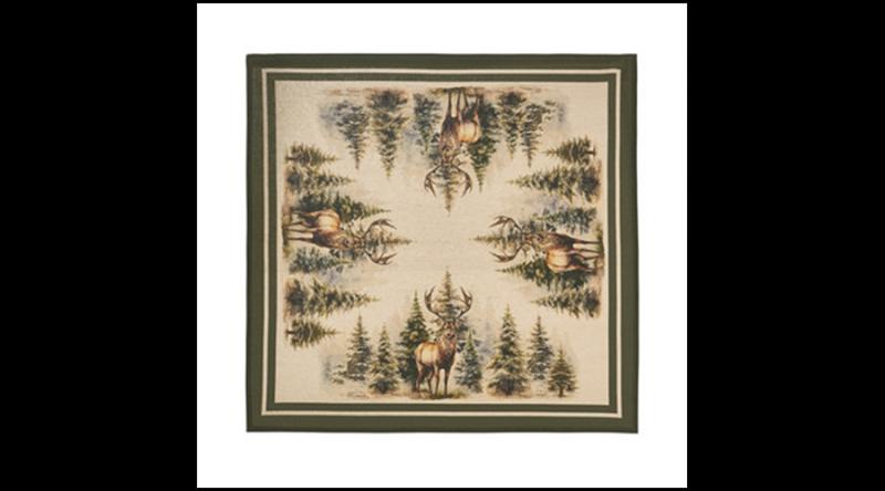 N.S.HTH252001 Asztalterítő 90x90cm, pamut, Bosco incantato, szarvas