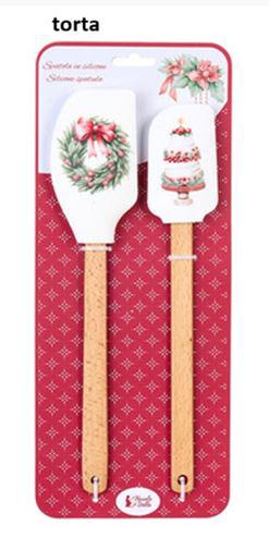 N.S.JHI251801A Ajándékszett:2 szilikonspatula fanyéllel 26/29cm, Storia di Natale torta