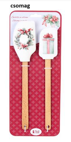 N.S.JHI251801B Ajándékszett:2 szilikonspatula fanyéllel 26/29cm, Storia di Natale csomag