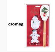 N.S.JHI251902B Ajándékszett:szilikonspatula fanyéllel 32cm és 2db fém sütiformázó 9cm, Christmas is coming II., csomag