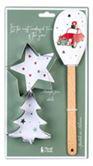 N.S.JHI251902D Ajándékszett:szilikonspatula fanyéllel 32cm és 2db fém sütiformázó 9cm, Christmas is coming II., autó