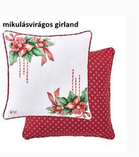N.S.LEG251811A Párna töltelékkel 40x40cm, pamut, Storia di Natale mikulásvirágos girland